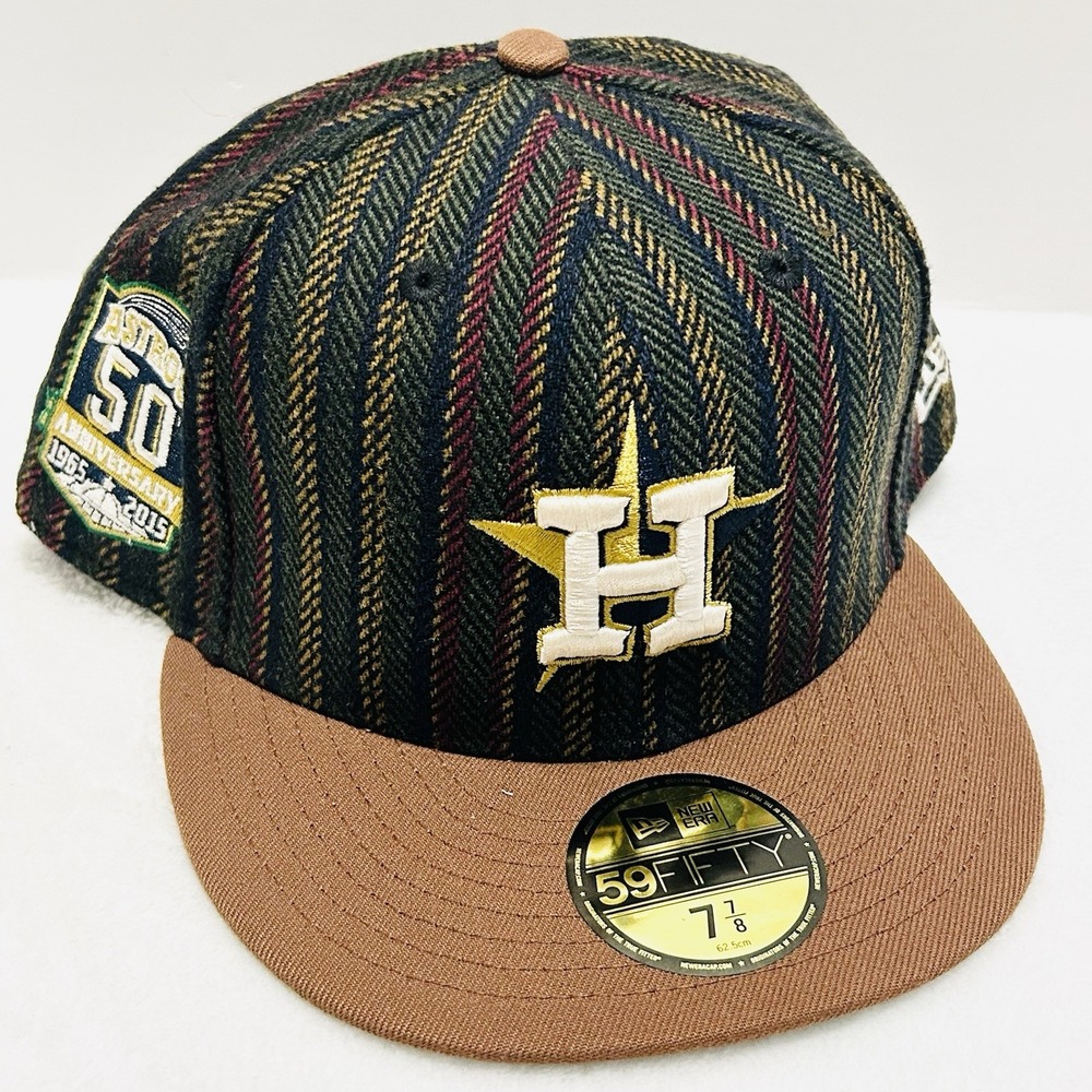 New Era Houston Astros‎ Herringbone 50 Years 59FIFTY Fitted Hat Cap 7 7/8 Brown
